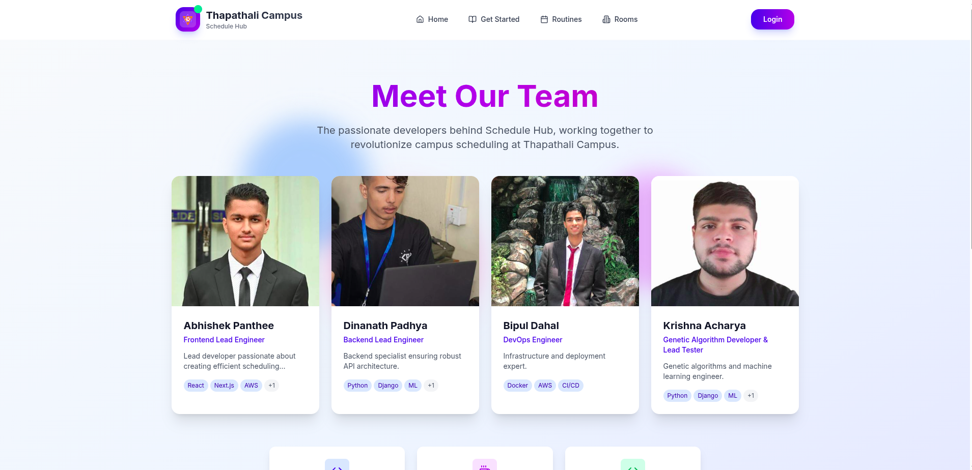 Developers & about section