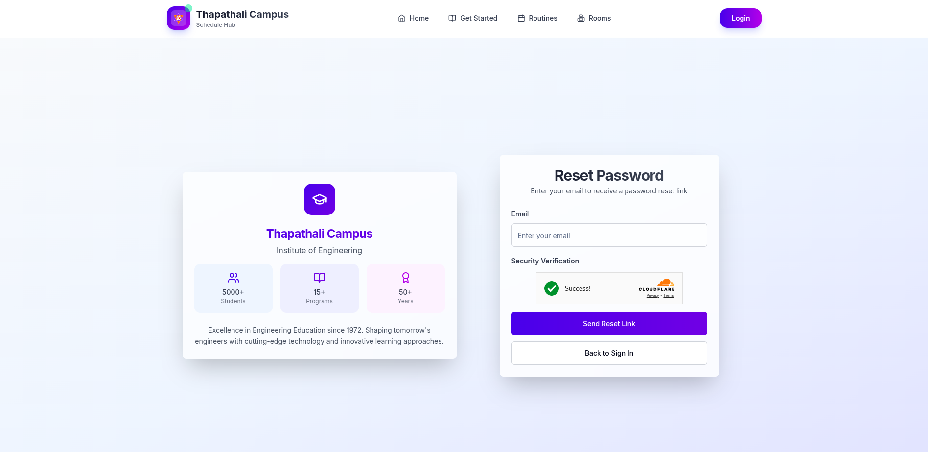Reset password flow