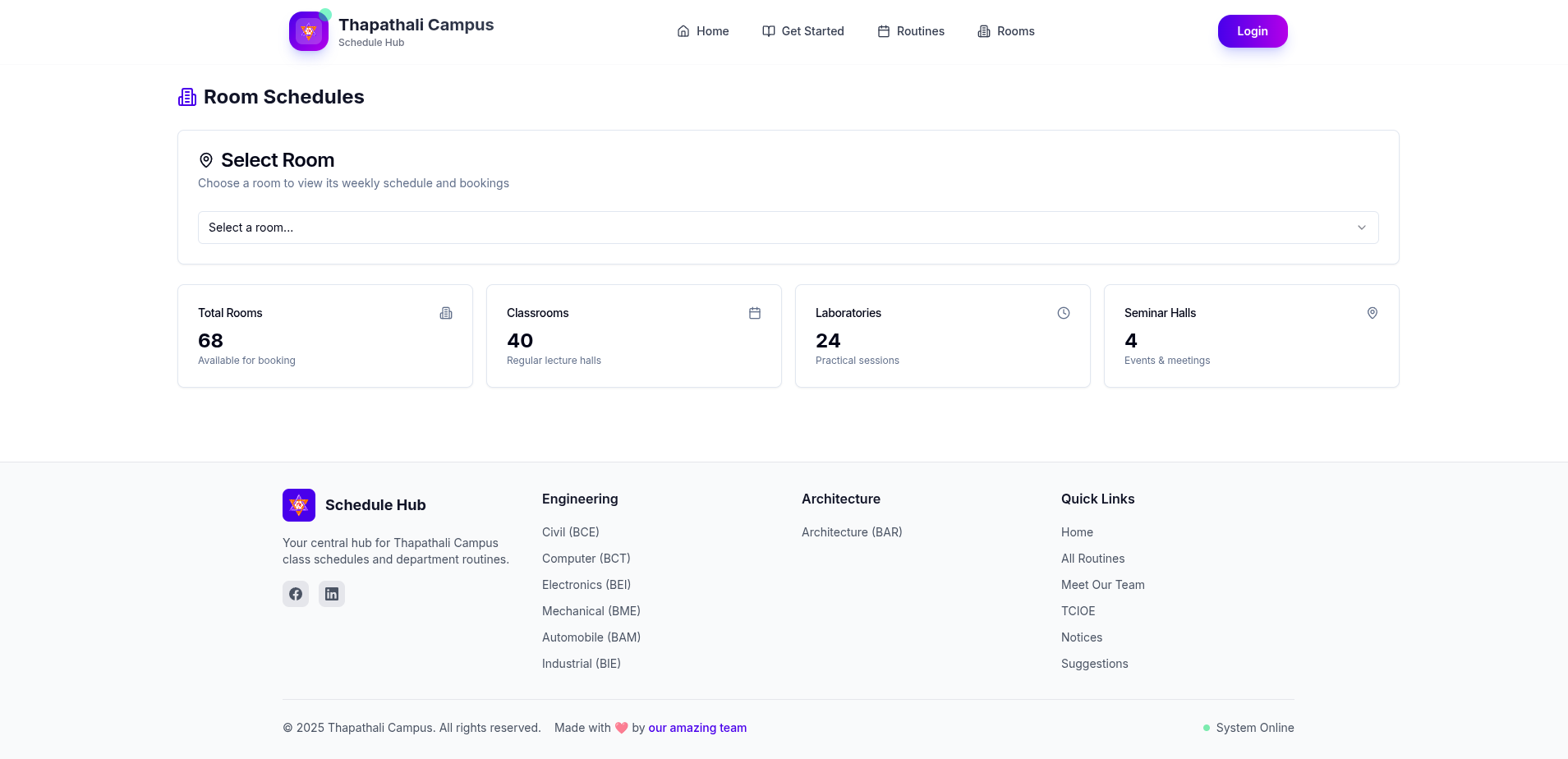 Rooms — weekly bookings view