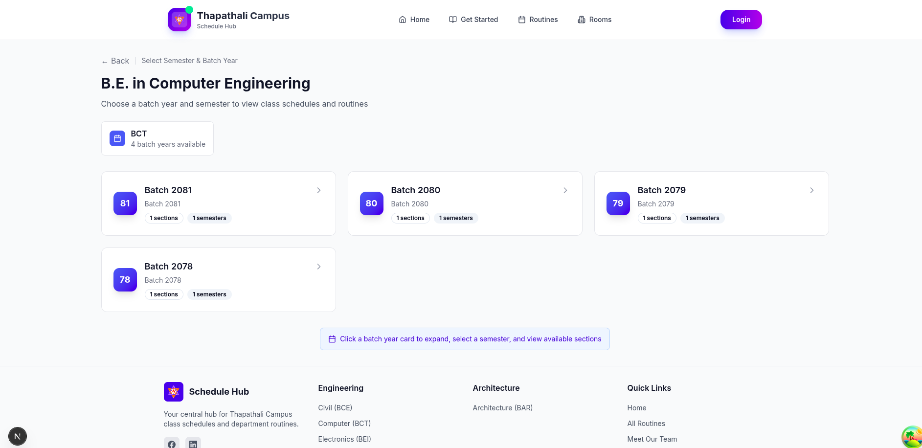 Program — choose batch year