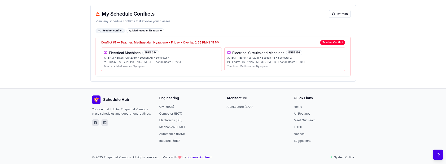 Teacher conflict viewer